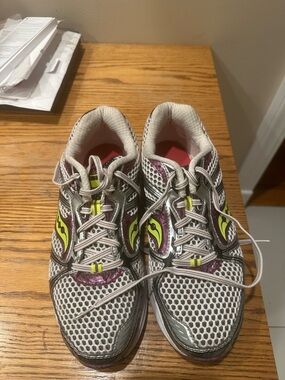 Saucony Sneakers with Neon Yellow & Purple Details